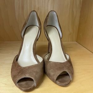 NEW Veronica Beard Brown Suede Gadot Peep-Toe Pump Size 8